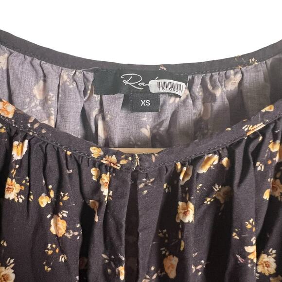 Rails Sal Black Floral Print Button Front Long Sleeve Midi Dress Size XS - Picture 7 of 16